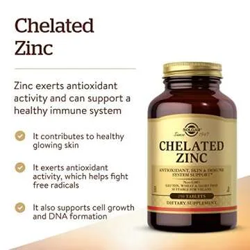 Solgar Chelated Zinc 250 Tablets for Immune Support and Skin Health
