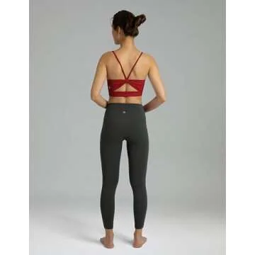 Colorfulkoala Women's Dreamlux Bowknot Strappy Sports Bras Light Impact Workout Yoga Tops(L, Merlot)