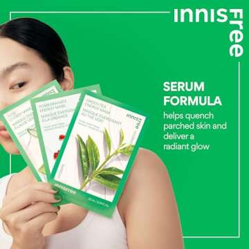 innisfree Aloe Energy Mask, Hydrating and Soothing Serum Korean Sheet Mask, Face Mask for Bright, Glowing Skin