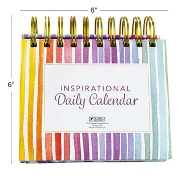 Global Printed Products Motivational & Inspirational Perpetual Daily Flip Calendar Self-Standing Easel (Rainbow Stripe)