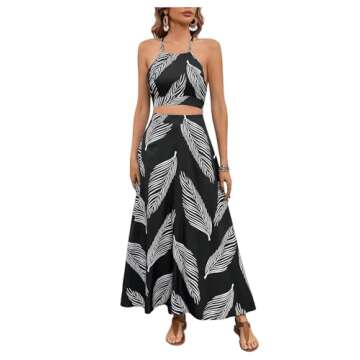 BEAUDRM Women's Tropical Print Beach Outfit