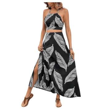 BEAUDRM Women's Tropical Print Beach Outfit