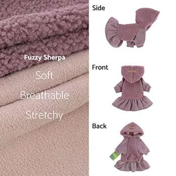 Fitwarm Fuzzy Sherpa Dog Winter Clothes Dog Hoodie Dresses Thermal Skirt Girl Doggie Dress for Small Dogs Thick Jacket Puppy Outfits Coat Cat Sweatshirt Apparel Lavender Purple Medium