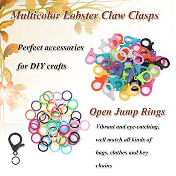 Plastic Lobster Claw Clasps, 100pcs Multicolor Hard Plastic Clips and Open Jump Rings Cute Lanyard S...
