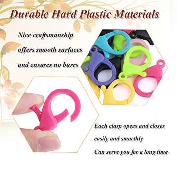 Plastic Lobster Claw Clasps, 100pcs Multicolor Hard Plastic Clips and Open Jump Rings Cute Lanyard Snap Hooks for Necklace Bracelet Jewelry Making Premium Lobster Clasp for Key Chain & DIY Crafts