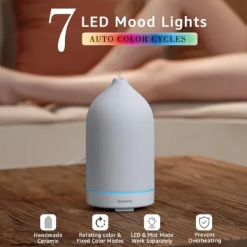 Gooamp 200ML Ceramic Essential Oil Diffuser with Lights