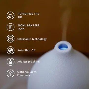 Gooamp 200ML Ceramic Essential Oil Diffuser with Lights