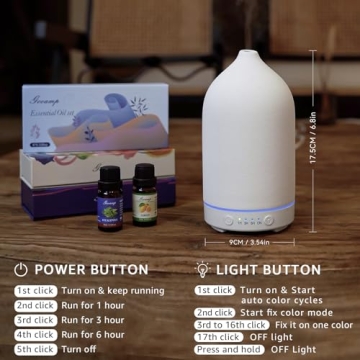 Gooamp 200ML Ceramic Essential Oil Diffuser with Lights