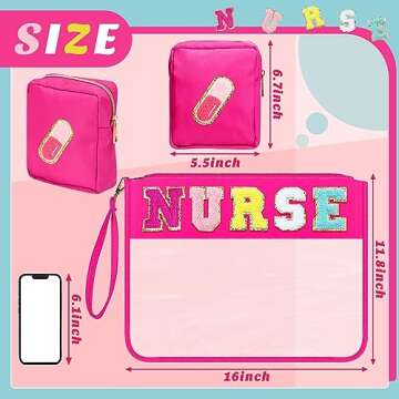 Hillban 2 Pcs Nurse Christmas Chenille Letter Bag Gifts Nurse Makeup Cosmetic Bag Nurse Appreciation...