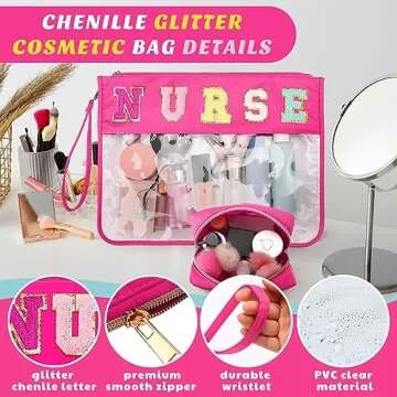 Hillban 2 Pcs Nurse Chenille Bag Set for Gifts and Travel