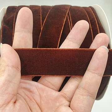 10 Yards Velvet Ribbon Spool (Coffee, 1")