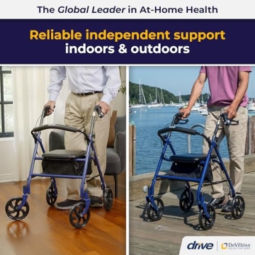 Drive Medical Folding Walker with Seat - Adjustable & Durable