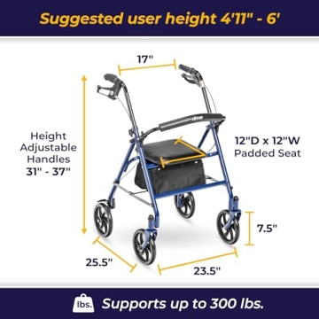 Drive Medical Folding Walker with Seat - Adjustable & Durable