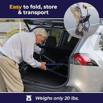 Drive Medical Folding Walker with Seat - Adjustable & Durable