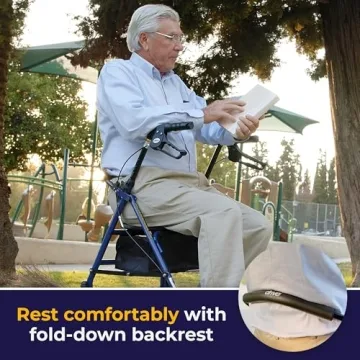 Drive Medical Folding Walker with Seat - Adjustable & Durable