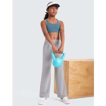 CRZ YOGA Girls Butterluxe Training Bra - Strappy Scoop Neck for Teens Kids Yoga Sports Comfort Dance Crop Top Blue Ashes Medium