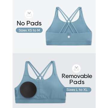 CRZ YOGA Girls Butterluxe Training Bra - Strappy Scoop Neck for Teens Kids Yoga Sports Comfort Dance Crop Top Blue Ashes Medium