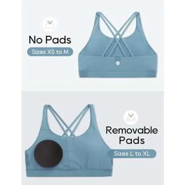 CRZ YOGA Girls Butterluxe Training Bra - Strappy Scoop Neck for Teens Kids Yoga Sports Comfort Dance Crop Top Blue Ashes Medium