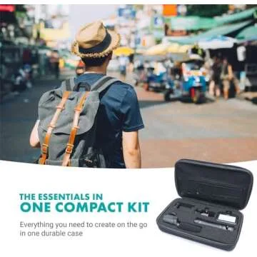 Movo iVlogger Vlogging Kit for iPhone with Fullsize Tripod - Lightning Compatible YouTube Starter Kit for Content Creators - Accessories: Tripods, Phone Mount, LED Light and Shotgun Mic