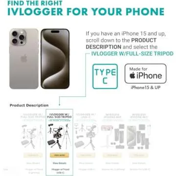Movo iVlogger Vlogging Kit for iPhone with Fullsize Tripod - Lightning Compatible YouTube Starter Kit for Content Creators - Accessories: Tripods, Phone Mount, LED Light and Shotgun Mic