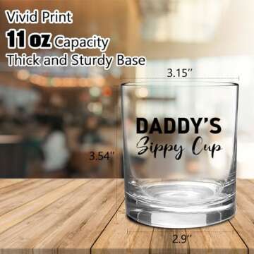 Fathers Day Dad Gifts for New Dad Husband from Daughter Son Wife, 11 OZ Whiskey Glass Birthday Valen...