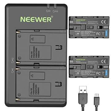 NEEWER 2-Pack 6600mAh Li-ion Battery with USB Charger for Sony NP-F550 570 750 770 970 960 975,Sony Handycams,NW CN160 CN-216 LED Light,NW 759 74K 760 Feelworld,759 74K 760 Field Monitor