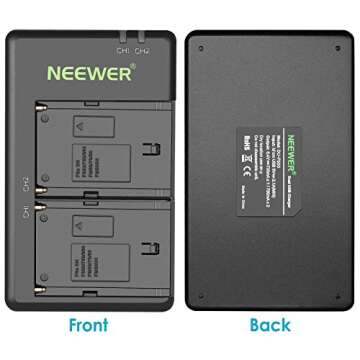 NEEWER 2-Pack 6600mAh Li-ion Battery with USB Charger for Sony NP-F550 570 750 770 970 960 975,Sony Handycams,NW CN160 CN-216 LED Light,NW 759 74K 760 Feelworld,759 74K 760 Field Monitor