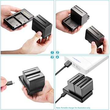 NEEWER 2-Pack 6600mAh Li-ion Battery with USB Charger for Sony NP-F550 570 750 770 970 960 975,Sony Handycams,NW CN160 CN-216 LED Light,NW 759 74K 760 Feelworld,759 74K 760 Field Monitor