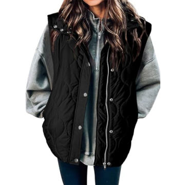 EVALESS Trendy Cropped Puffer Vest Women Plus Size Lightweight Quilted Stand Collar Sleeveless Jacke...