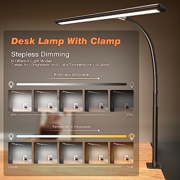 Airlonv LED Desk Lamp with Adjustable Gooseneck