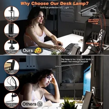 Airlonv LED Desk Lamp with Adjustable Gooseneck