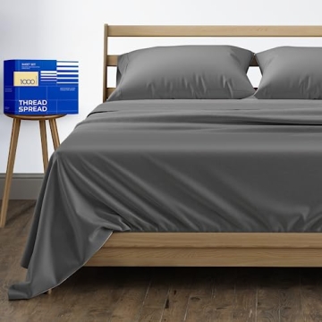 THREAD SPREAD 100% Pure Egyptian Cotton Sheets Queen Size - 1000 High Thread Count Sheets Queen, 4 P...