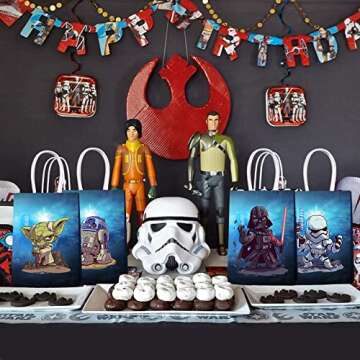 LAGREME 16 Pcs Mandalorian Yoda Theme Birthday Party Decorations Gift Bags for Yoda Goodie Bags Party Supplies