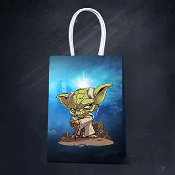 LAGREME 16 Pcs Mandalorian Yoda Theme Birthday Party Decorations Gift Bags for Yoda Goodie Bags Party Supplies