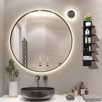 Bloddream 5 Tier Wall Shelves Black, Vertical Column Shelf Floating Storage Home Decor Organizer Design Utility Shelving Bedroom Living Room, 30.7