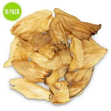 Pet Craft Supply Grass Fed Water Buffalo Ear 16 Count (Pack of 1) Pig Ears for Dogs Alternative Free Range Long Lasting Dog Chew and Treat for Aggressive Chewers and Puppies