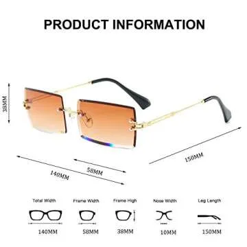 BUTABY Rimless Rectangle Sunglasses for Women/Men Ultralight Metal Frame Eyewear Fashion Square UV400 Glasses Unisex Tea