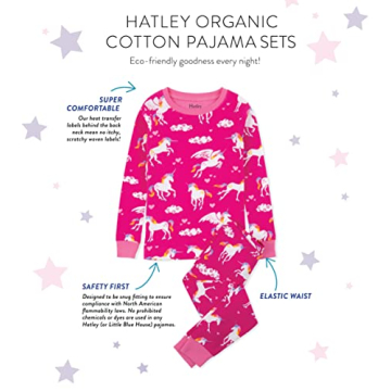 Hatley Girls Printed Organic Cotton Pajamas | Rainbow Unicorns