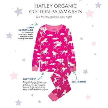 Hatley Girls Printed Organic Cotton Pajamas | Rainbow Unicorns