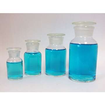 Reagent Bottle Set for Laboratory Use, Clear Glass, 60ml to 500ml (4 Bottles) - Perfect for Precise ...