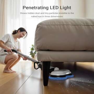 iDOO Electric Mop, Upgraded Floor Scrubber Electric Spin Mop with LED Headlight, Rechargeable Dust Mop Cordless Dual-Motor Hardwood Floor Mop Spray Mop Clean up to 2350 ft², 46dB Quiet Clean & Waxing