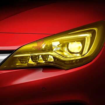 Headlights, Tail Lights, Fog Lights Tint Vinyl Film, Self Adhesive (Small 12''X48'', JDM Golden Yellow)