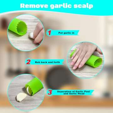 Kebley Garlic Press Rocker Set Bottle Opener Heavy Duty Stainless Steel Garlic Mincer Crusher Professional Kitchen Gadgets Garlic Chopper Silicone Peeler And Cleaning Brush, SB222