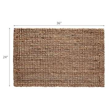 IRONGATE Jute Handspun Area Rug - Premium Jute Handwoven Reversible Chunky Textured Tan Beige Neutral Throw Accent Rug Carpet - Rustic Farmhouse Living Room Bedroom Den Study Décor -24" x 36" Natural