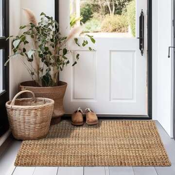 IRONGATE Jute Handspun Area Rug - Premium Jute Handwoven Reversible Chunky Textured Tan Beige Neutral Throw Accent Rug Carpet - Rustic Farmhouse Living Room Bedroom Den Study Décor -24" x 36" Natural