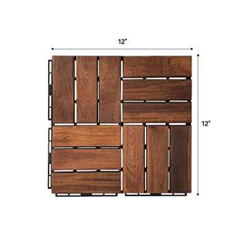 Acacia Interlocking Deck Tiles - 12"×12" Outdoor Flooring