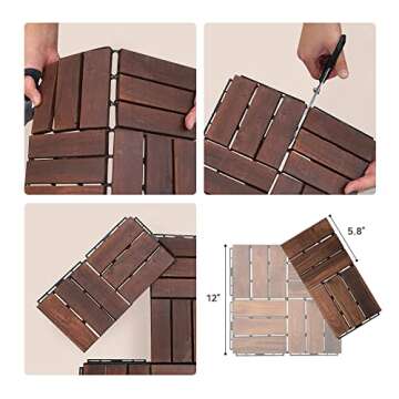 Acacia Interlocking Deck Tiles - 12"×12" Outdoor Flooring