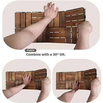 Acacia Interlocking Deck Tiles - 12"×12" Outdoor Flooring