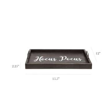 Elegant Designs, 15.50" x 12", Decorative Wood Serving Tray w/Handles, Black Wash Hocus Pocus (HG2000-KHP)