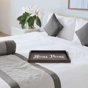 Elegant Designs, 15.50" x 12", Decorative Wood Serving Tray w/Handles, Black Wash Hocus Pocus (HG2000-KHP)